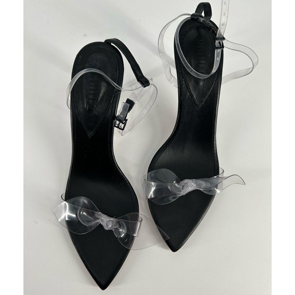 Schutz Aydah Transparent Ankle Strap Bow and Black Heel Formal Casual Size 8 - Picture 3 of 8